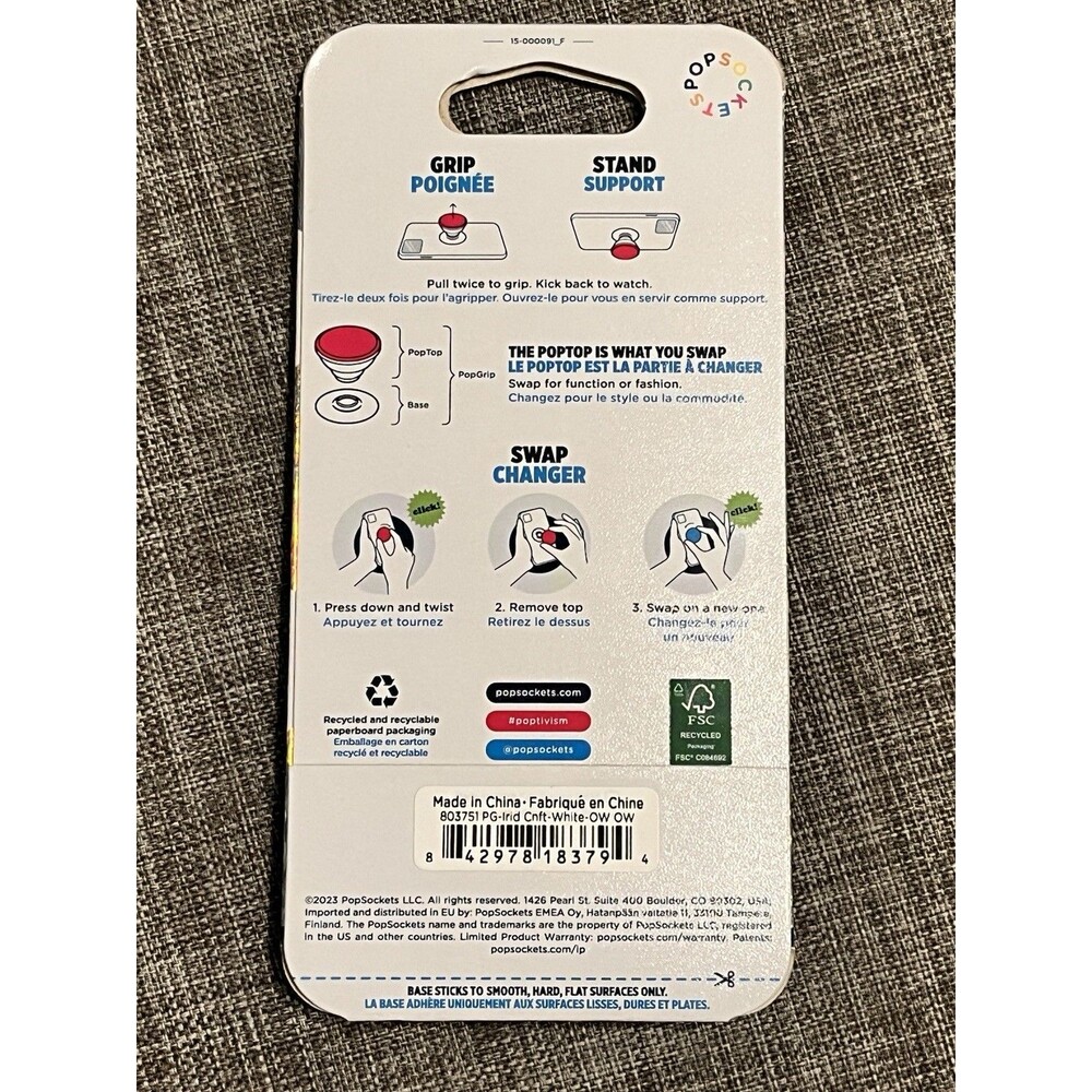 PopSockets PopGrip PREMIUM Phone Grip & Stand - Iridescent Confetti White - NEW - Picture 6 of 7